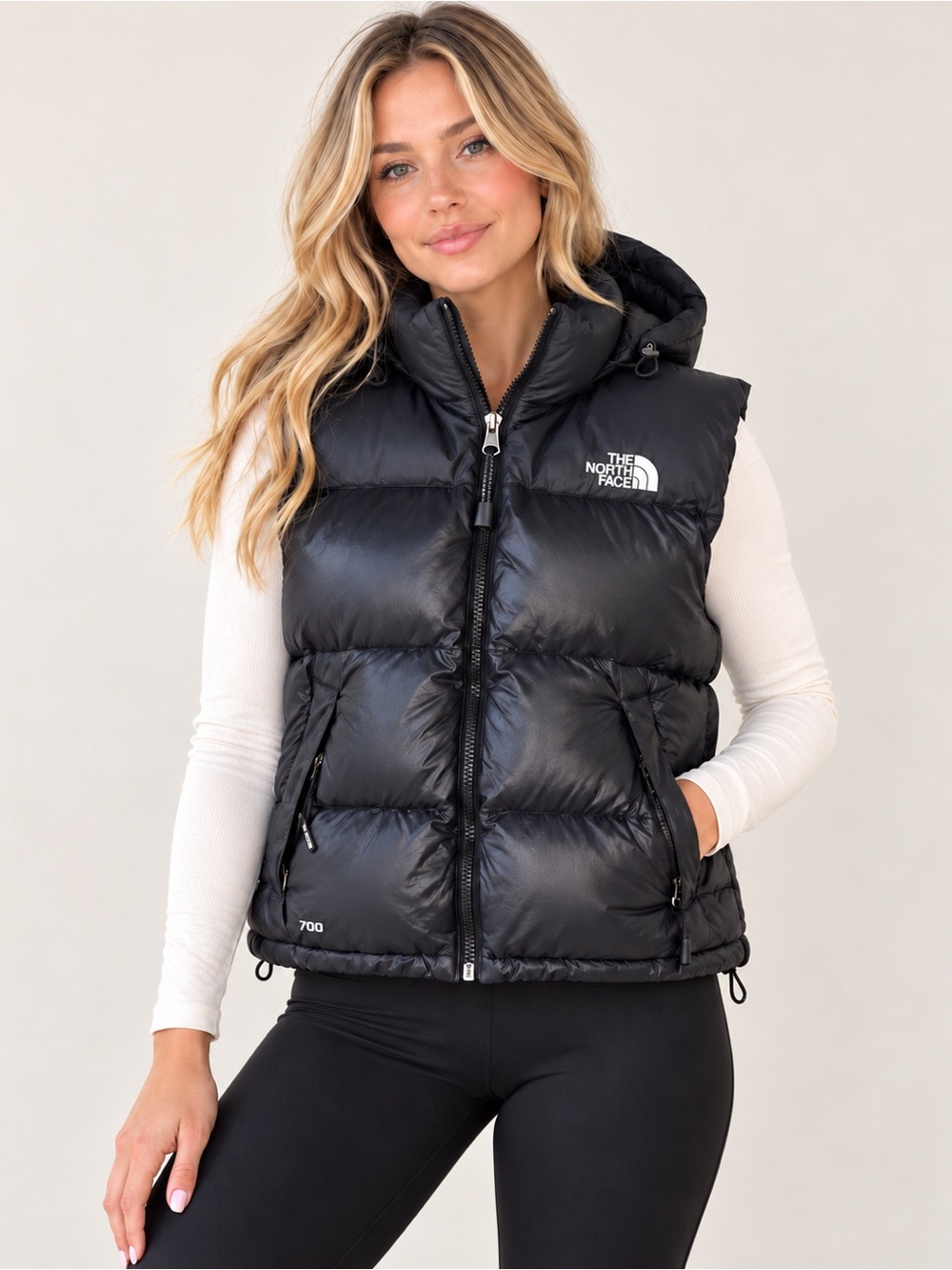 The North Face 1996 Retro Nuptse 700 Down Hooded Puffer Vest Black Women’s M